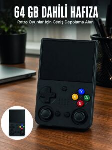 Aşınabilir Retro El Oyun Konsolu 64GB Hafızalı IPS Ekranlı  Oyun Cihazı