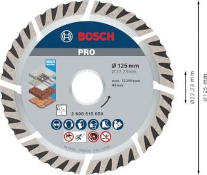 Professional Accessories Elmas Kesme ve Delme Aksesuarları, Disk, Gri, 1 Adet, 12,5 cm