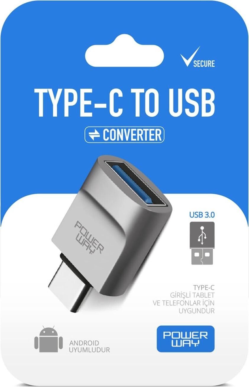 Powerway Type-C To USB 3.0 (Yüksek Hızlı) Veri Aktarımı Otg Çevirici Dönüştürücü Adaptör