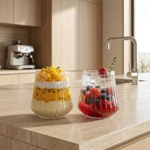 Cam Bardak, 300 ml Geniş Kapasite, Isıya Dayanıklı Yapı, Elmas Şeklinde Tasarım, Bulaşık Makinesinde Yıkanabilir, Ev Ofis Restoran Için Kullanıma Uygun Çay Kahve Espresso Latte Sunum Bardağı