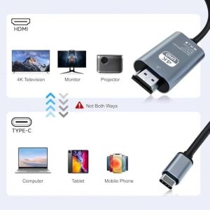 HDMI Çevirici Usb-C HDMI 4K 30Hz 200CM Adaptör USB C H-Dmı Uyumlu Thunderbolt Type-C To 2 Metre Kablo Uzunluğu ZR853