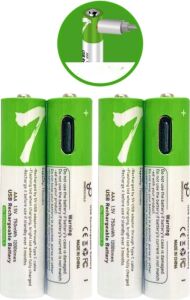 Type-C ile Şarjolabilen 4 Lü Aaa 1.5V Lityum Ince Şarjlı Kalem Pil 750 Mah Uzun Ömürlü