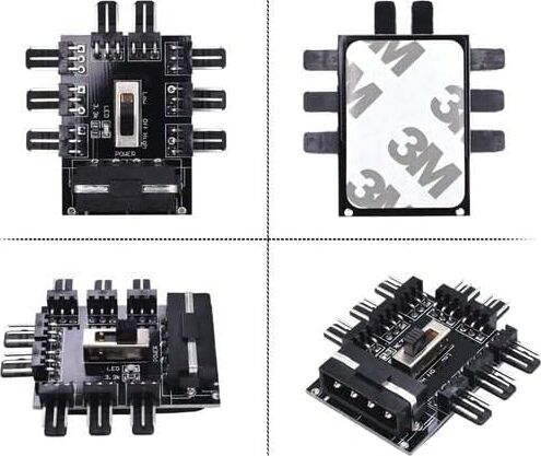 PX-4336 3 Pin Girişli 8 Port 3pinfan Çoklayıcı Kart, Ide Molex Güç Girişli Kasa Fan Splitter, Pc Bilgisayar Soğutma Sistemi Için 8’li Fan Çoğaltıcı, Düşük Yüksek Anahtarlı Fan Bağlantı Kartı