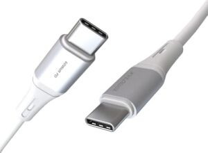 2ADET x 2metre Type C-C Kablo Seti, 60WATT Pd Hızlı Şarj, iPhone 15/16/17 ve Andoid Için, Beyaz/gümüş Metal, Remorax (2AD x 2metre Beyaz)