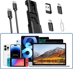 Aksesaurcı 7 In 1 Çok Işlevli USB C Adaptör Seti Type-C, Usb, Micro Light-Ning Port, Seyahat Için USB Kablosu Sim Kart, Hafıza Kartı Saklama Kutusu, Kameralar ve Daha Fazlası Için
