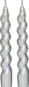 Yılbaşı 2'li Twirl Glow Gümüş Şamdan Mum Seti (18 Cm)