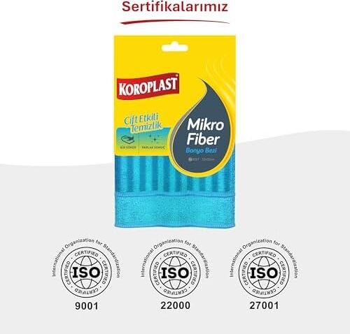 Mikrofiber Banyo Bezi 2'li Set, Çift Taraflı Ekstra Hızlı Kuruyan Mikrofiber Temizlik Bezi Seti 30X30 Cm, Kir Sökücü Tasarım, Yüksek Emiş Gücü, Tüy Çizik Bırakmayan Banyo Temizlik Bezi Seti