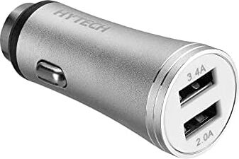 HY-X62 3.4A Hızlı Şarj Micro USB Kablolu 2 USB Metal Araç Şarj Cihazı, Gümüş