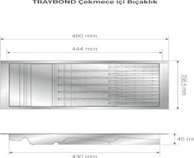 Tify Mutfak Çekmece Içi Beyaz Modüler Bıçaklık 20,5cm x 48CM (Boydan 4cm Kesilebilir)