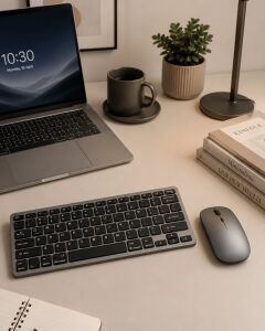 Bluetooth ve 2.4g Destekli Kablosuz Klavye Mouse Seti Şarj Edilebilir