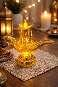 Gold Lambalı Pilli LED Işık, Askılı Fener Süsü Sarı Işıklar Peri Işıkları Aydınlatmalı Şerit LED Ramazan Süsü LED Işık