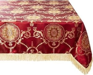 Violet Linen Prestige Damask Tasarım Masa Örtüsü Bordo 132 cm x 177 cm Dikdörtgen/dikdörtgen