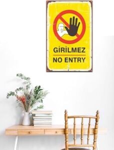 Girilmez No Entry Retro Vintage Ahşap Mdf Tablo