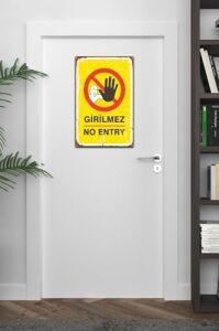 Girilmez No Entry Retro Vintage Ahşap Mdf Tablo
