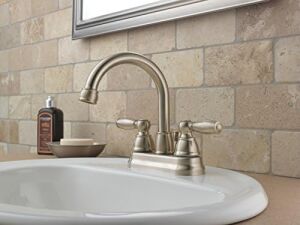 Faucet Eşsiz Claymore Centerset Banyo Bataryası, Fırçalanmış Nikel Banyo Lavabo Bataryası, 2 Saplı Banyo Bataryası, Açılır Tahliye Montajı, Fırçalanmış Nikel P299685LF-BN