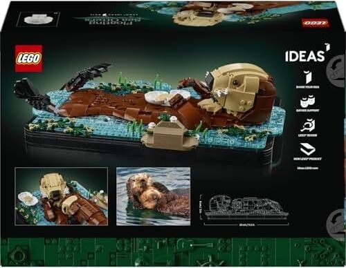 Ideas Yüzen Deniz Samurları 21366 - Yetişkinler Için Anne Deniz Samuru, Küçük Yavru Figürü ve Istiridye Içeren Yaratıcı Dekoratif Model Yapım Seti, Hediye Fikri (1234 Parça)