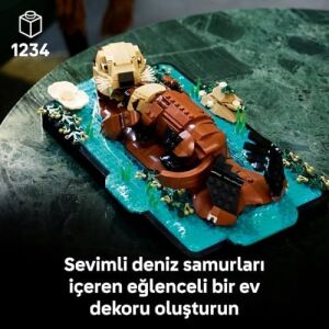 Ideas Yüzen Deniz Samurları 21366 - Yetişkinler Için Anne Deniz Samuru, Küçük Yavru Figürü ve Istiridye Içeren Yaratıcı Dekoratif Model Yapım Seti, Hediye Fikri (1234 Parça)