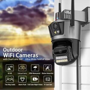 4mp 4K Ultra Hd Çift Lens Ip Kamera Hareketli Dış Mekan Gece Görüş Su Geçirmez Wifi 2 Yıl Garantili