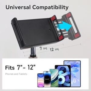 Tablet ve iPad ile Uyumlu Stant – 360° Döner, 90° Eğilebilir, 44CM Yükseklik Ayarlı, Alüminyum Alaşım, 12 Inç'e Kadar Tablet Uyumlu, Eller Serbest Okuma Çalışma Tutucu J2 (12 Inç'e Kadar)