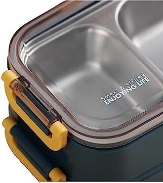 Bento 1400ML Lunchbox 2 Katlı Çelik Sefer Tası Yemek Kutusu (Pembe)