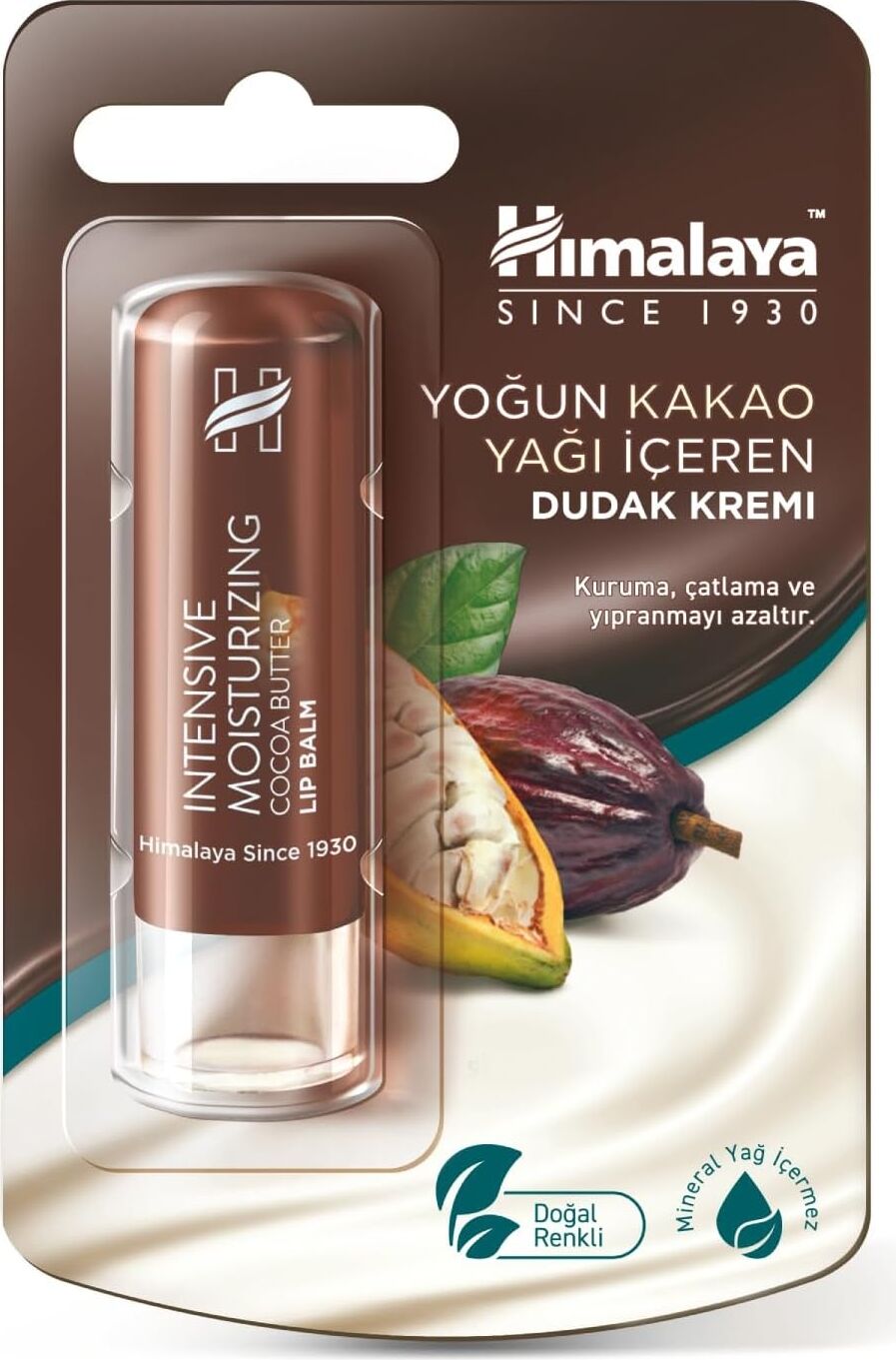 Himalaya Yoğun Nemlendirici Dudak Kremi, Lip Balm, Kakao Yağı, Hint Yağı, BESLEYICI,%100 Doğal Renk, Silikon Içermez, 4,5 gr