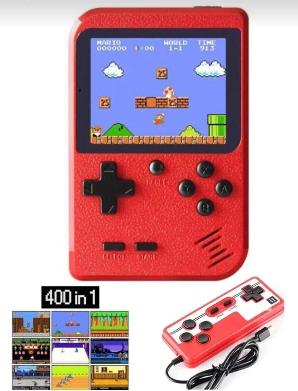 Taşınabilir Mini Atari Oyun Konsolu 400 Yüklü Oyunlu Kırmızı Renk Bluetooth Yok - Elektronik