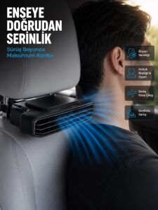 Araç Koltuğu Için 5 Hız Kademeli Soğutucu Fan Aroma Hazneli Usb-C Şarjlı