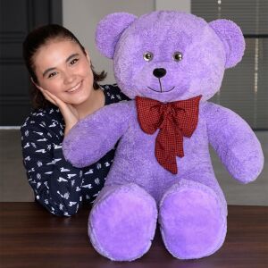 Özgüner Oyuncak 100 cm Dev Pelüş Ayı, Papyonlu ve Sevimli Büyük Boy Ayıcık, Yumuşak Sarılmalık Peluş, Sevgiliye Hediye