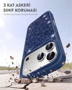 iPhone 17 Pro Luxury Sim Taşlı Telefon Kılıfı Parlak Glitter Premium Koruma