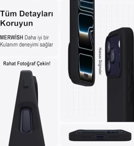 iPhone 17 Promax Uyumlu Silikon Telefon Kılıf Arka Kapak Koruma Leke Tutmaz Kolay Temizlenen Kutulu Hediye Ince Hafif Dayanıklı Kaymaz Modern Tasarım Orijinal Lansman Kalitesinde (Siyah)