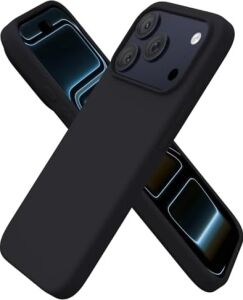iPhone 17 Promax Uyumlu Silikon Telefon Kılıf Arka Kapak Koruma Leke Tutmaz Kolay Temizlenen Kutulu Hediye Ince Hafif Dayanıklı Kaymaz Modern Tasarım Orijinal Lansman Kalitesinde (Siyah)