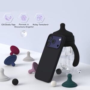 iPhone 17 Promax Uyumlu Silikon Telefon Kılıf Arka Kapak Koruma Leke Tutmaz Kolay Temizlenen Kutulu Hediye Ince Hafif Dayanıklı Kaymaz Modern Tasarım Orijinal Lansman Kalitesinde (Siyah)