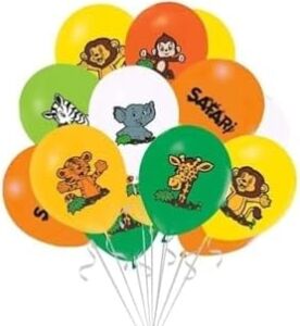 10 Adet Safari Hayvanları Baskılı Latex Balon