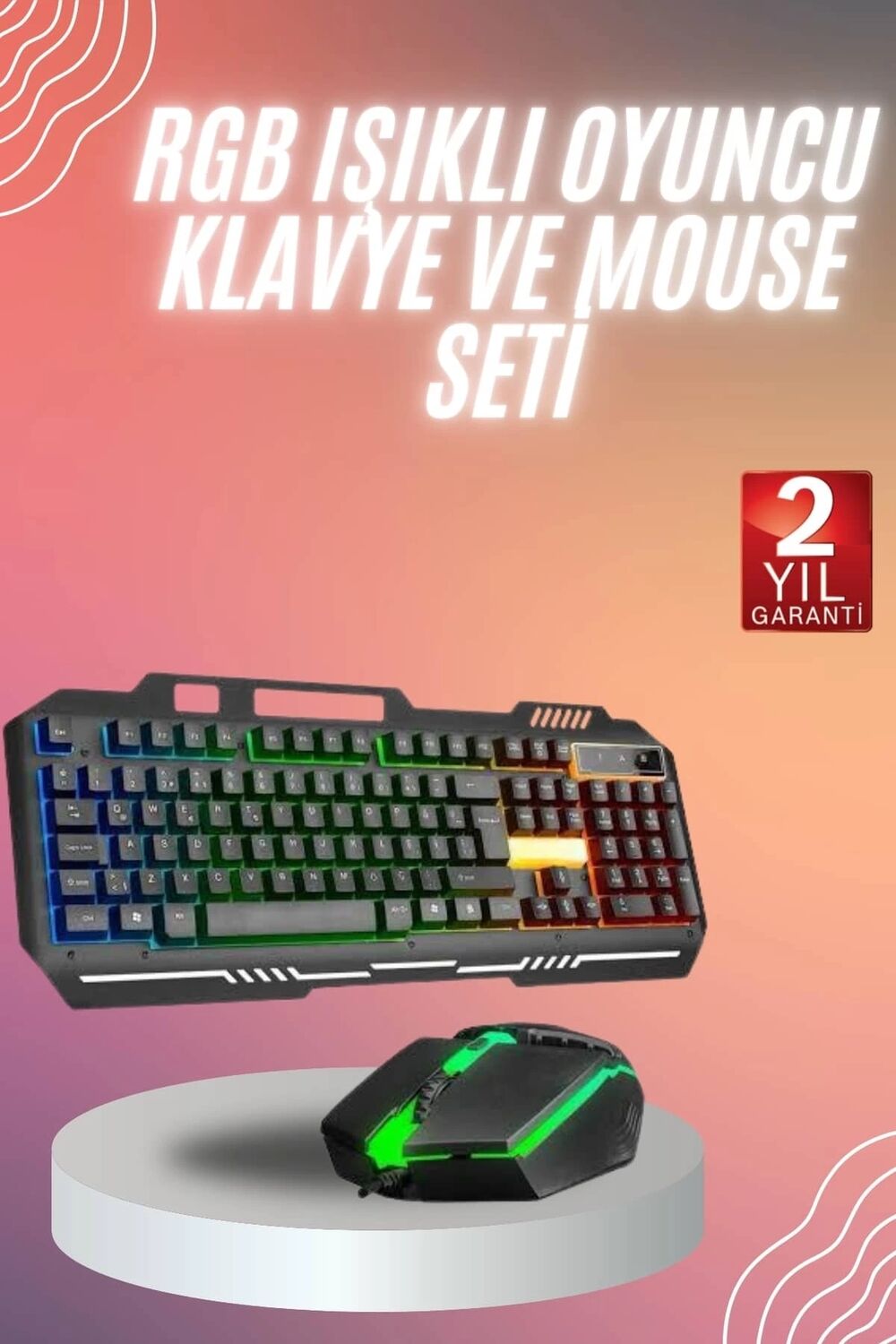 Rgb Işıklı Gaming Oyuncu Klavye Q Klavye Mouse Hediyeli