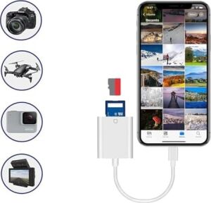 Lightning Girişli iPhone 11 12 13 14 Uyumlu Kart Okuyucu Sd Kart Adaptörü Tf Kart Okuyucu Disk Adaptörü Mobil Kart Okuyucu Hızlı Aksesuarları Bağlayın - (S101 - Lightning)