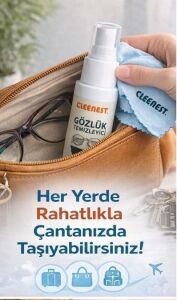 Gözlük ve Ekran Temizleme Seti – 50 ml Nazik Solüsyon & Yumuşak 15 x 18 cm Kaşmir Mikrofiber Bez ile Işıltılı Temizlik
