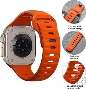Apple Watch  Yumuşak Silikon Su Geçirmez Watch Band, Apple Watch Ultra Kordonları ile Uyumlu 49/45/44/42 Mm, Iwatch Serisi 8 7 6 5 4 3 2 1 Se Ultra Için Erkek Kadın Spor Kordonu