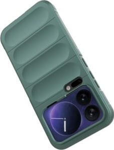 Xiaomi 17 Pro Max Ile Uyumlu Kılıf Tpu Oyuklu Arka Yüzey Z-Etnik Esnek Silikon Kapak O-Tto Prime Silikon Mi 17 Pro Max Için Kılıf Koyu Yeşil