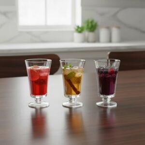 6'lı Cam Kahve Yanı Su Bardağı Seti - 125 ml Ayaklı, Şeffaf ve  Kesim Desenli Nostaljik Kadeh Takımı