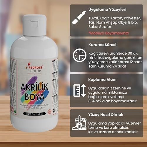 Bordo Akrilik Boya 250 gr