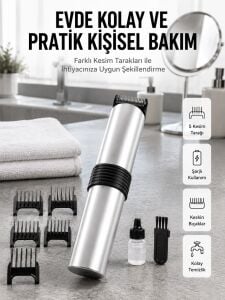 Yeni Nesil Profesyonel Şarjlı Saç Sakal Tıraş Makinesi Ayarlanabilir 4 Taraklı