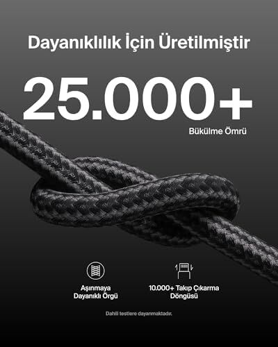 2'li Örgülü Usb-C - Lightning Kablo, 1,5 M, 14 ve Önceki Modeller, 9. Nesil iPad ve Airpods Için Hızlı Şarj Kablosu, Siyah