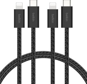2'li Örgülü Usb-C - Lightning Kablo, 1,5 M, 14 ve Önceki Modeller, 9. Nesil iPad ve Airpods Için Hızlı Şarj Kablosu, Siyah