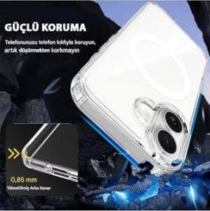 Şeffaf Magsafe Kılıf Safe Şeffaf iPhone 17 ile Uyumlu