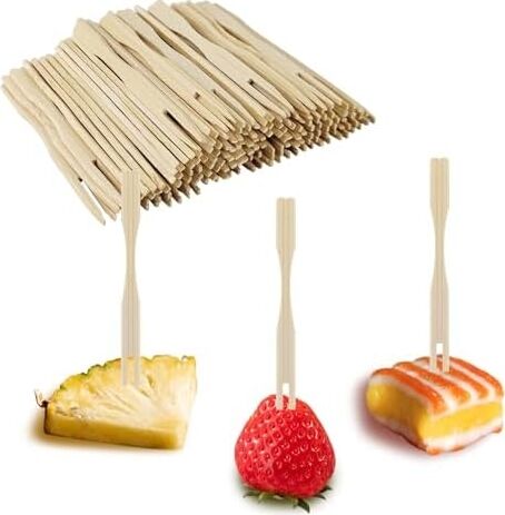 100 Paket Bambu Meze Çatalı, Meze Için Kürdan, Meyve, Kokteyl, Şarküteri Tahtası Aksesuarları Için 3,5 Inç Mini Çatal (100 Paket)