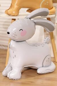 Gri 3D Büyük Boy Tavşan Folyo Balon