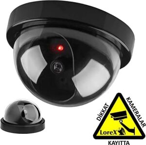 Lorex Robotix RB-SK04 Caydırıcı Dome Kamera + Dikkat Kameralar Kayıtta Etiketi - Sahte Kamera