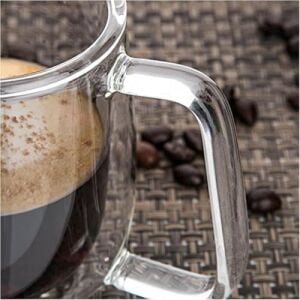 2 Adet 250 ml Çift Cidarlı Borosilikat Cam Kupa Bardak Termisil Isıya Dayanıklı Şeffaf Kahve Çay Latte Espresso Fincanı Cam Bardak Seti