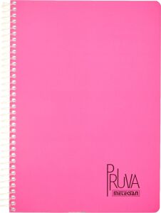 A4 Pet Spiralli Karton Kapaklı Defter 144 Yaprak - Kareli - Fuşya