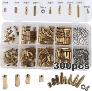 Htf 300 Adet M2 Metal Distans Vida Somun Seti Aralıyıcı Stand Off 10 Çeşit Şeffaf Çantada Vida Seti
